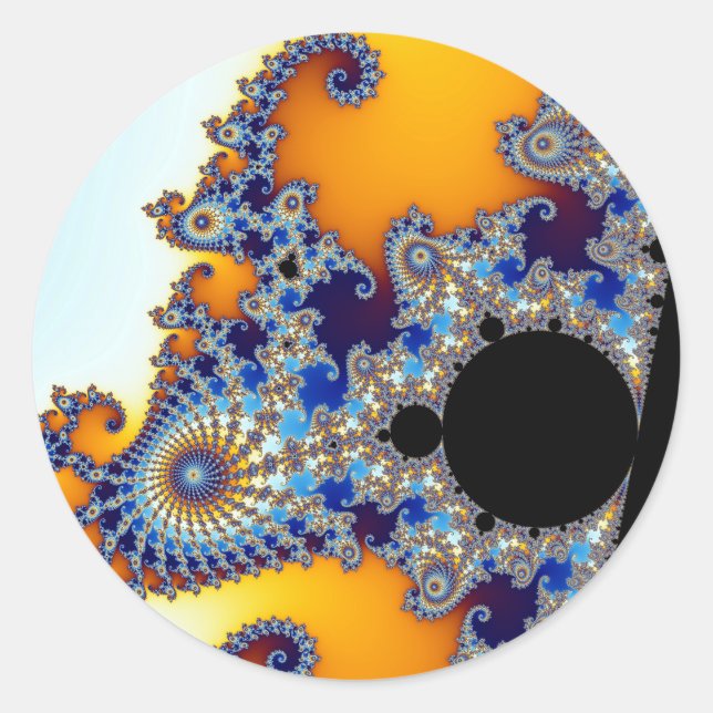 Pegatina Redonda Mandelbrot Set Fractal Seahorse (Anverso)