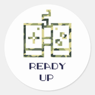 Pegatina Redonda Mando de videojuegos de camuflaje Prepárate Gamer