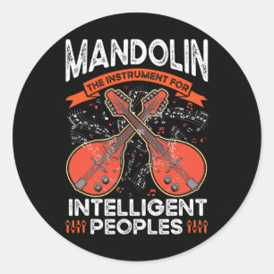 Pegatina Redonda Mandolin El instrumento para personas inteligentes