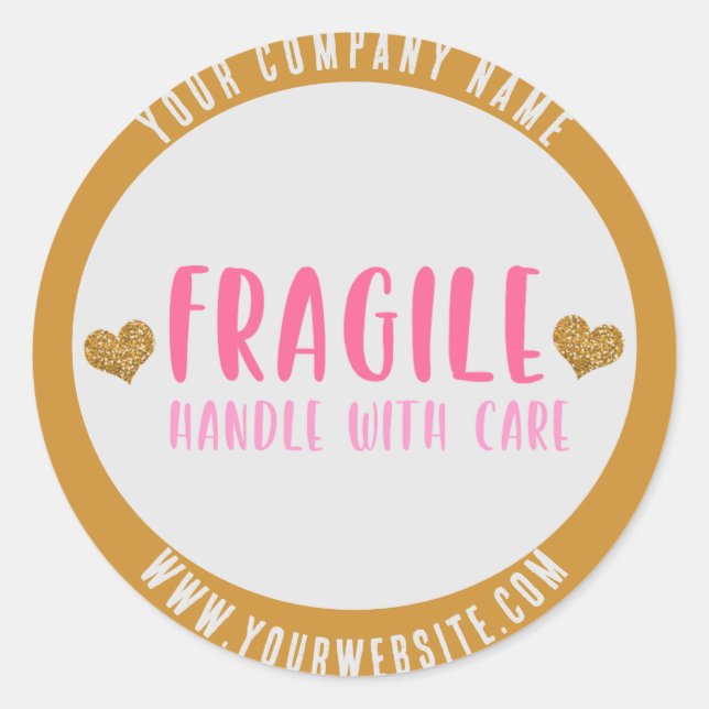 Pegatina Redonda Manejo frágil con negocio de Personalizado de coch (Anverso)