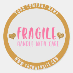 Pegatina Redonda Manejo frágil con negocio de Personalizado de coch