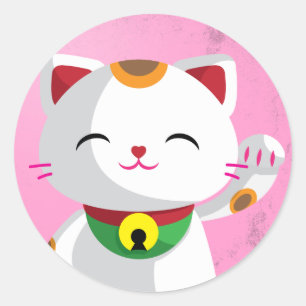 Pegatina Redonda Maneki Neko