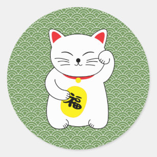 Pegatina Redonda Maneki Neko Lucky Cat