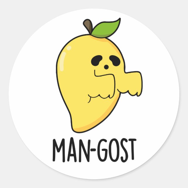 Pegatina Redonda Mango Ghost Pun (Anverso)