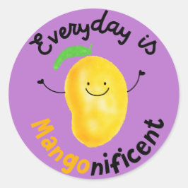 Pegatina Redonda Mango Pun Positivo - Todos los días son manificant