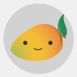 Pegatina Redonda Mango sonriente lindo de Kawaii