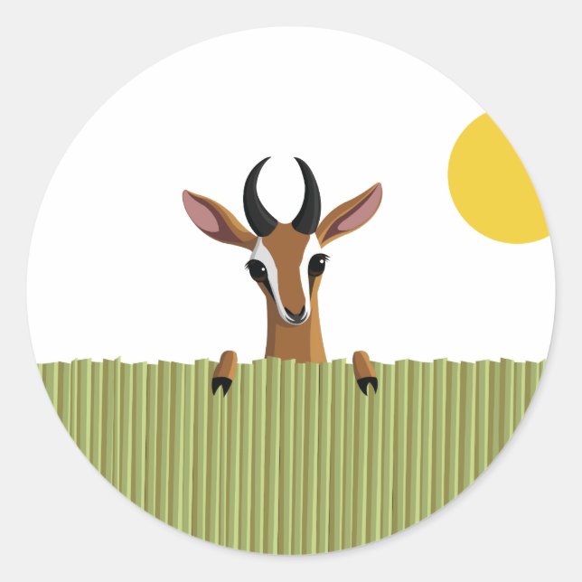 Pegatina Redonda Mango the Gazelle Peek-a-boo (Anverso)