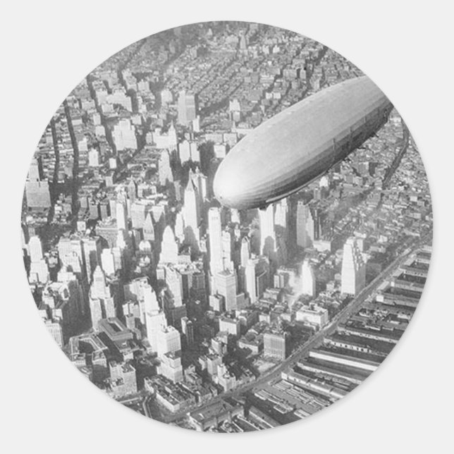 Pegatina Redonda Manhattan Blimp (Anverso)