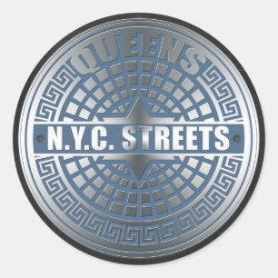 Pegatina Redonda Manhole Covers Queens