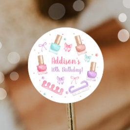 Pegatina Redonda Mani-Pedi Party Manicure Pedicure Nail Polish