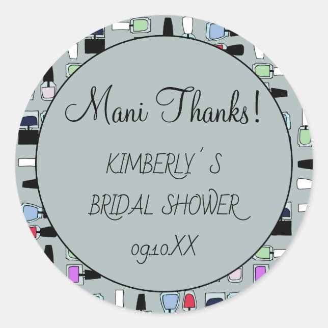 Pegatina Redonda Mani thanks esmalte de uñas (Anverso)