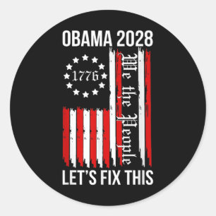 Pegatina Redonda Manifestación de protesta política 2028 de Obama r