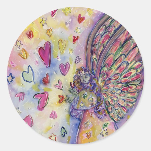 Pegatina Redonda Manifiesto Pegatinas del arte del ángel del univer (Anverso)