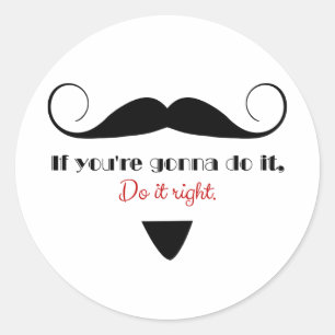 Pegatina Redonda Manillar de la cosecha Mustache Estache Masculino