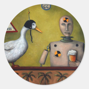 Pegatina Redonda Maniquí de la prueba de la bebida