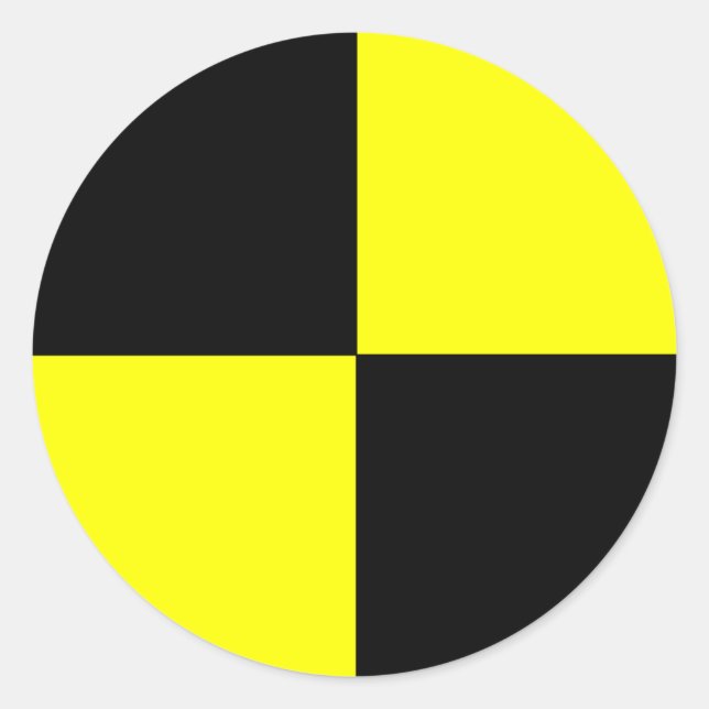 Pegatina Redonda maniquí de prueba de choque (Anverso)