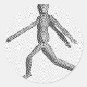 Pegatina Redonda Maniquí humano de madera