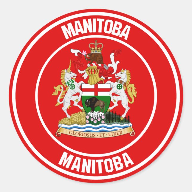 Pegatina Redonda Manitoba Round Emblem (Anverso)