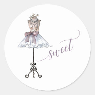 Pegatina Redonda Mannequín "dulce" caprichoso con tutu