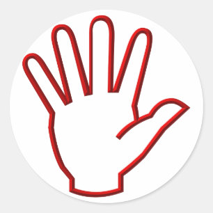 Pegatina Redonda Mano abierta/5 alta/onda