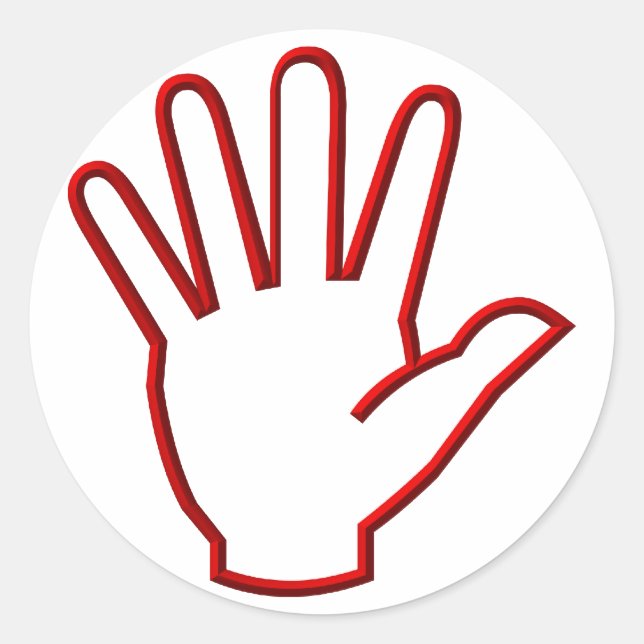 Pegatina Redonda Mano abierta/5 alta/onda (Anverso)