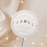 Pegatina Redonda Mano caprichosa de sol y luna dibujada Boda celest<br><div class="desc">Tarjeta RSVP de boda Celestial dibujada por mano caprichosa de Sun & Moon</div>