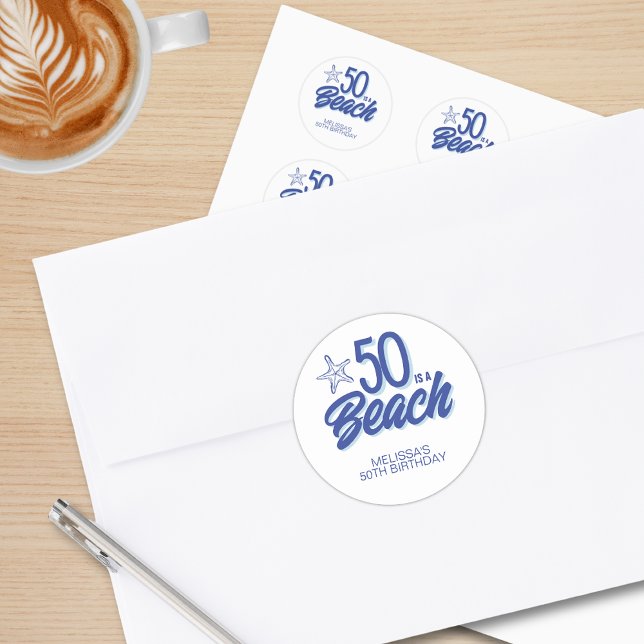 Pegatina Redonda Mano caprichosa dibujó Doodle 50 cumpleaños de pla (Subido por el creador)