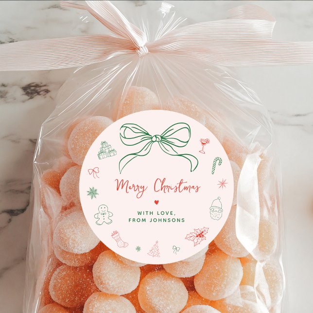 Pegatina Redonda Mano caprichosa y divertida Navidad francés de vac (Subido por el creador)