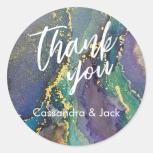 Pegatina Redonda Mano Casual de Arte con Acento Líquido Acentuado C