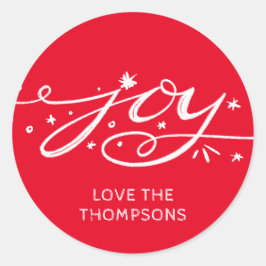 Pegatina Redonda Mano de alegría grande roja