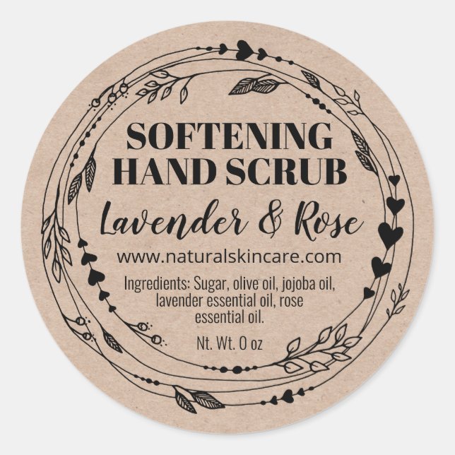 Pegatina Redonda Mano de azúcar casera, manchas de Kraft (Anverso)