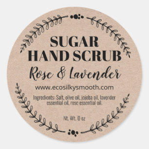 Pegatina Redonda Mano de azúcar natural Scrub Kraft Labores