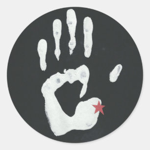 Pegatina Redonda Mano de Detroit Michigan