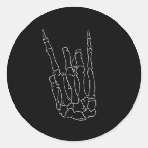 Pegatina Redonda Mano de Esqueleto Estrella del Rock Fiesta de Cump