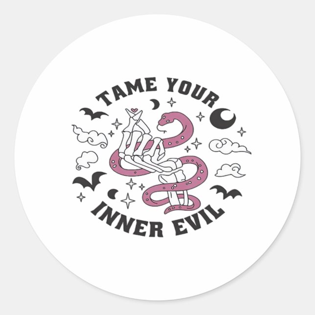 Pegatina Redonda Mano de esqueleto haciendo corazón (Anverso)