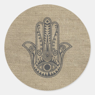 Pegatina Redonda Mano de HAMSA del amuleto del símbolo Fátima