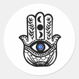 Pegatina Redonda Mano de Hamsa Fatima Mal Ojo
