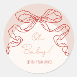 Pegatina Redonda Mano de Naranja retro caprichosa dibuja Baby Showe