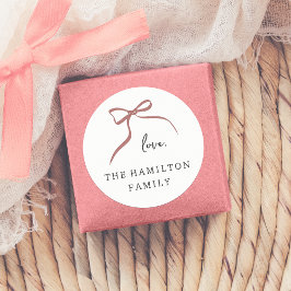 Pegatina Redonda Mano de onda sincera dibuja cinta roja "amor"