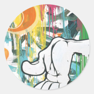 Pegatina Redonda Mano del Hombre