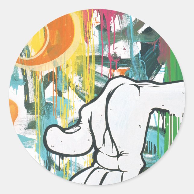 Pegatina Redonda Mano del Hombre (Anverso)