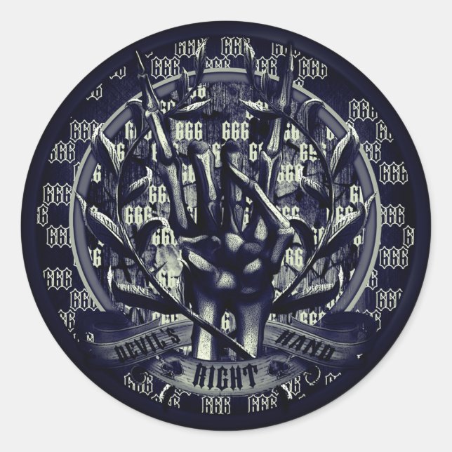 Pegatina Redonda mano derecha del diablo (Anverso)