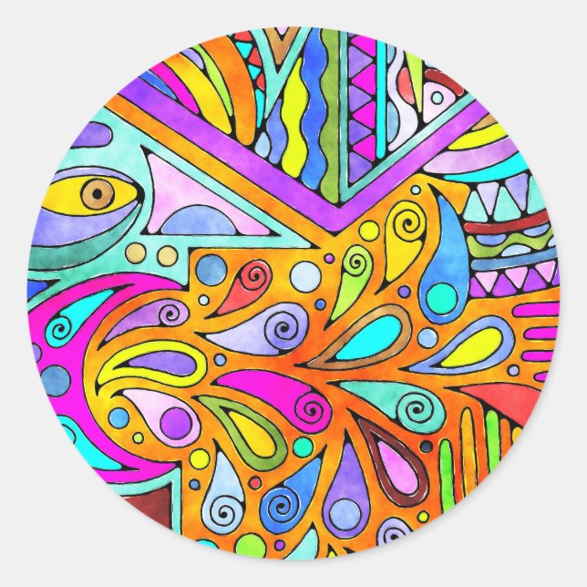 Pegatina Redonda Mano dibujada por EDDArt - Blah Blah 1 (Anverso)