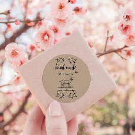 Pegatina Redonda Mano Hecha Por Monograma De Jabón Lácteos De Cabra