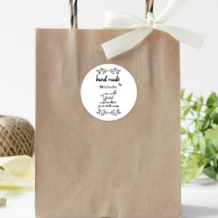 Pegatina Redonda Mano Hecha Por Monograma De Jabón Lácteos De Cabra