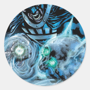 Pegatina Redonda Mano negra con el panel del cráneo