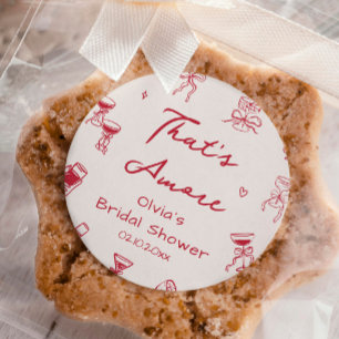 Pegatina Redonda Mano roja que es más ducha de novia