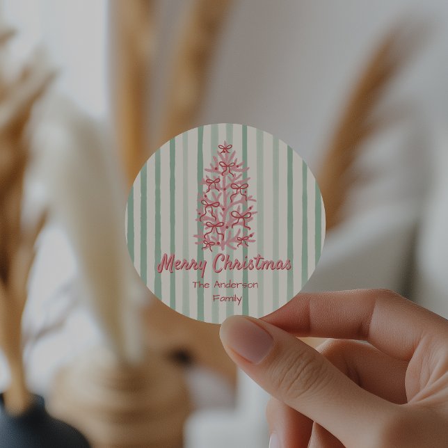 Pegatina Redonda Mano rosa roja retro dibujó Navidades de árbol de  (Subido por el creador)