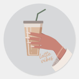 Pegatina Redonda Mano sosteniendo una taza de café
