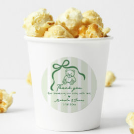 Pegatina Redonda Mano verde dibujado Doodle Bow Whimsical Baby Show